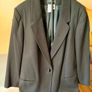 Sag Harbor Women's Classic Black Wool Blazer Lined Size 18W